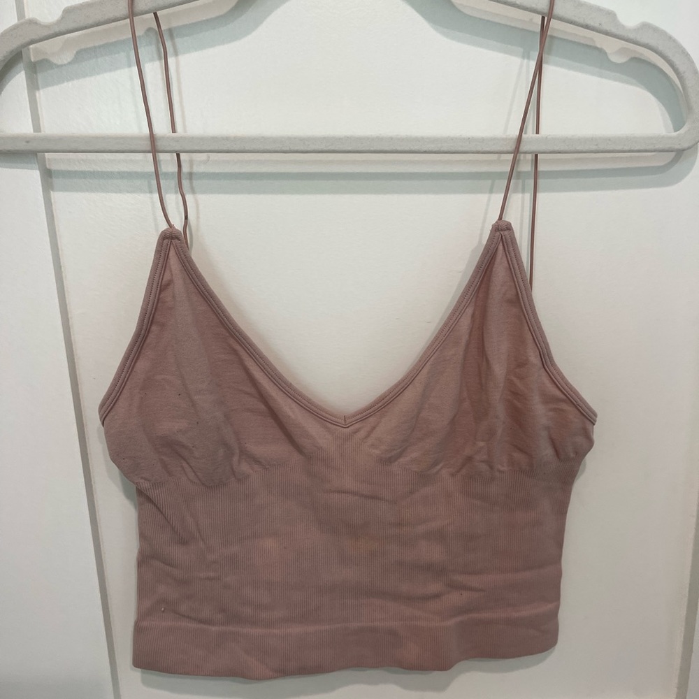 Pink v neck crop top